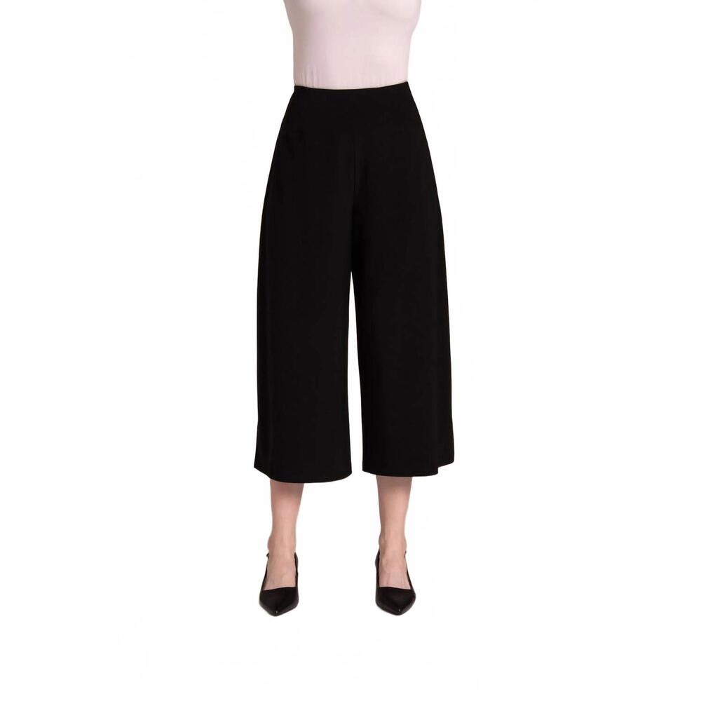 NEW SYMPLI side slit wide leg capri pant in black